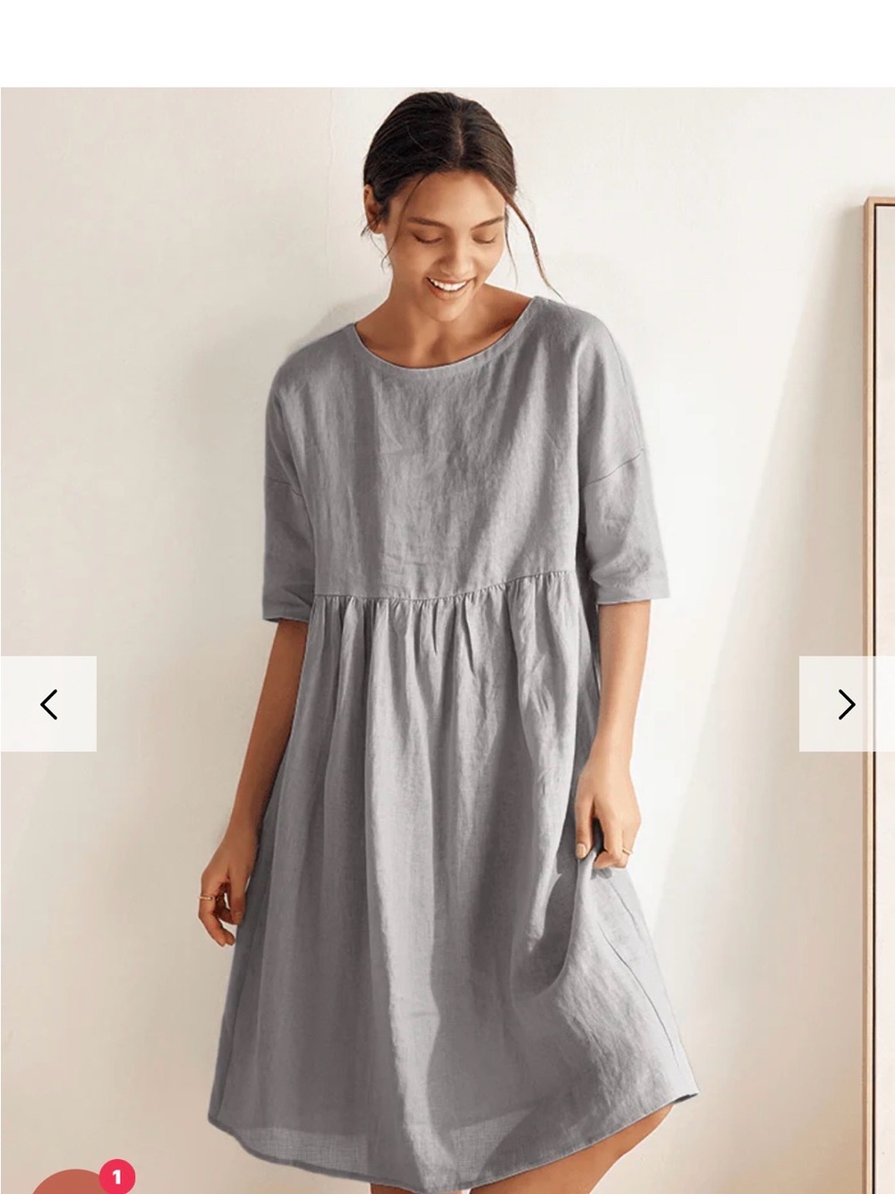 Lintico Light Gray Casual Linen Midi Dress